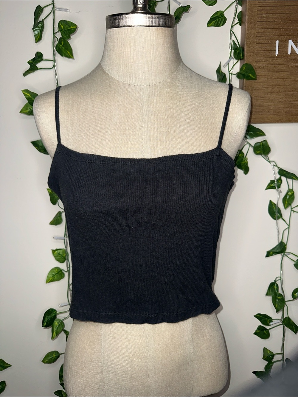 Aerie Ribbed Black Tank Top